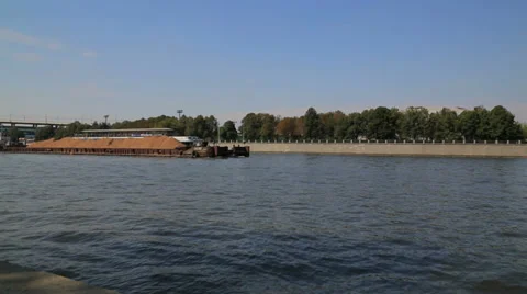 Cargo barge on the river Stock-Footage 36551215