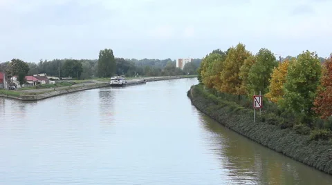 Cargo boat in a river Stock Footage 46259589