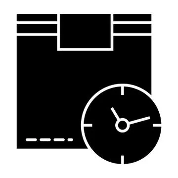 Cargo box and clock solid icon. Package and clock vector illustration isolated 스톡 일러스트