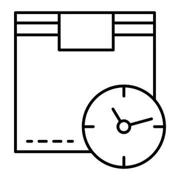 Cargo box and clock thin line icon. Package and clock vector illustration Stock Illustration