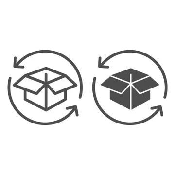 Cargo box with arrows line and solid icon, delivery parcel and logistics freight Stock Illustration