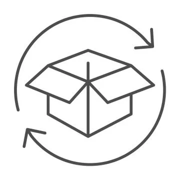 Cargo box with arrows thin line icon, delivery parcel and logistics freight Stock Illustration