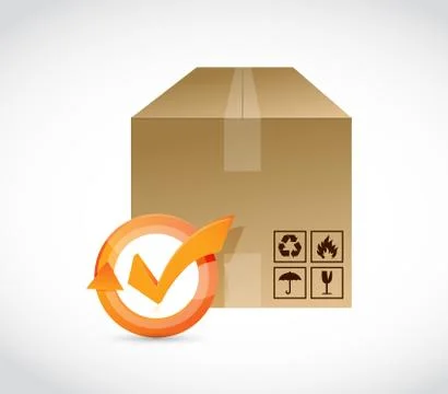 Cargo box check mark cycle illustration design Illustrazione stock