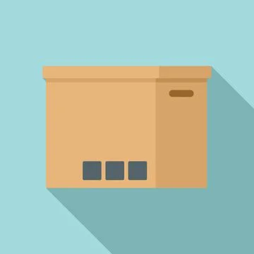 Cargo box icon flat vector. Delivery box Illustrazione stock