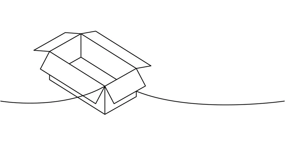 Cargo box one line continuous drawing. Carton delivery packaging box. Vector Stock Illustration