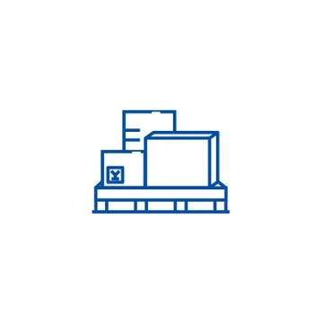 Cargo boxes, logistics line icon concept. Cargo boxes, logistics flat vector Illustrazione stock