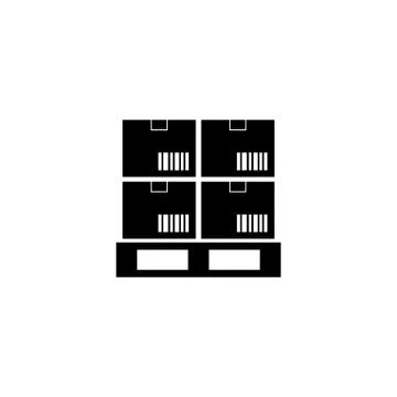 Cargo Boxes Pallet Flat Vector Icon Stock Illustration
