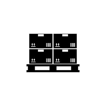 Cargo Boxes Pallet Flat Vector Icon Stock Illustration