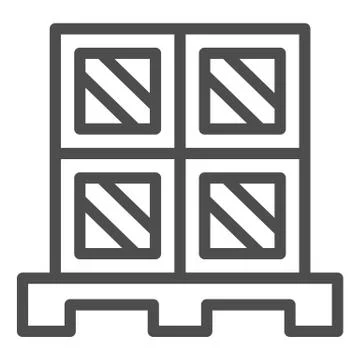 Cargo boxes pallet line icon, warehouse and logistics symbol, Cardboard boxes on Stockillustratie