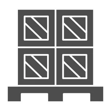 Cargo boxes pallet solid icon, warehouse and logistics symbol, Cardboard boxes イラスト素材