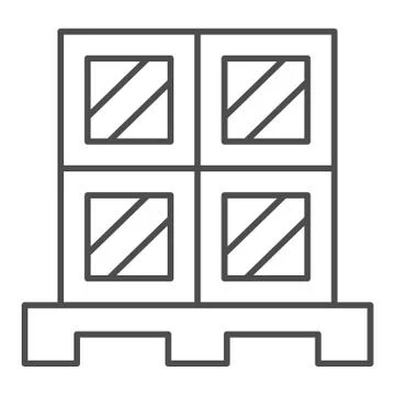 Cargo boxes pallet thin line icon, warehouse and logistics symbol, Cardboard Stockillustratie