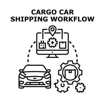 Cargo car shipping logistics workflow process illustration 스톡 일러스트