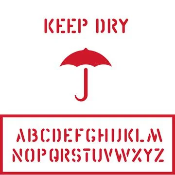 Cargo cardboard box keep dry stamp with umbrella icon and crate font for 스톡 일러스트