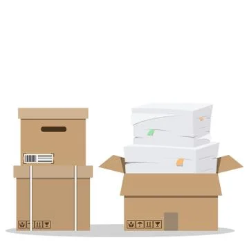 Cargo. Carton boxes. Moving. Stock Illustration