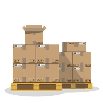 Cargo. Carton boxes. Moving. 스톡 일러스트