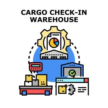 Cargo check in warehouse logistics management concept Stock Illustration