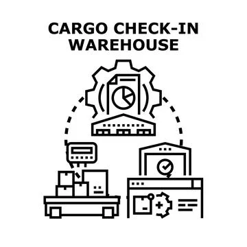 Cargo check in warehouse logistics management concept Stock Illustration