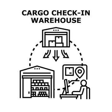 Cargo check in warehouse operations managing global supply chain Illustrazione stock