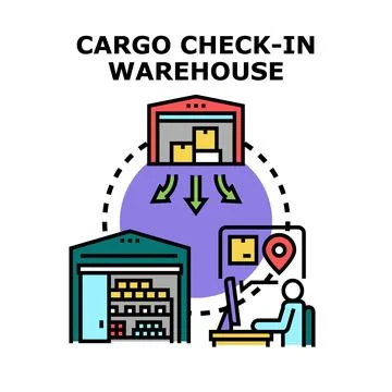 Cargo check in warehouse operations managing global supply chain Stock Illustration