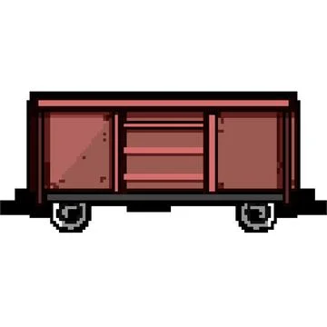 Cargo coal wagon pixel art vector illustration Stock Illustration