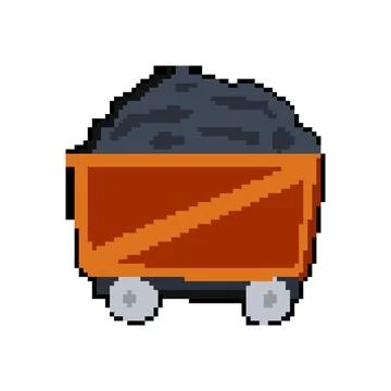 Cargo coal wagon pixel art vector illustration Stock Illustration