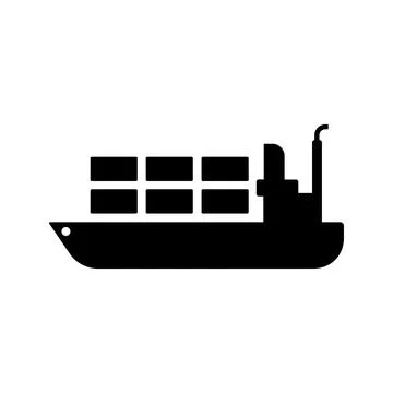 Cargo, commodities, ship icon. Black vector graphics. Stock Illustration