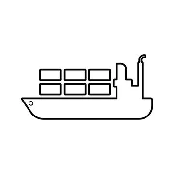 Cargo, commodities, ship outline icon. Line art vector. Stock Illustration