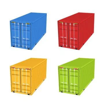 Cargo container 3d isolated storage shipping box. Export import container Stock Illustration