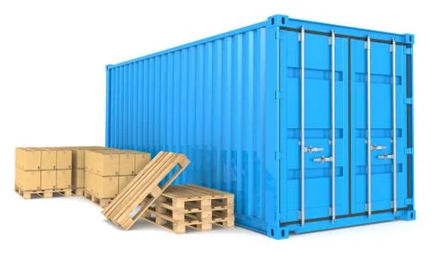 Cargo Container and Goods. Stock Illustration