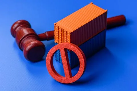 The cargo container ban as a conceptual backdrop for the export and logisti.. Stock Photos