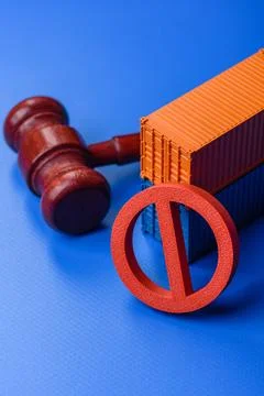 The cargo container ban as a conceptual backdrop for the export and logisti.. Stock Photos