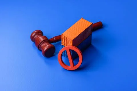 The cargo container ban as a conceptual backdrop for the export and logisti.. Stock Photos