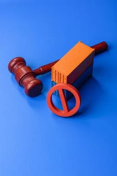 The cargo container ban as a conceptual backdrop for the export and logisti.. Stock Photos