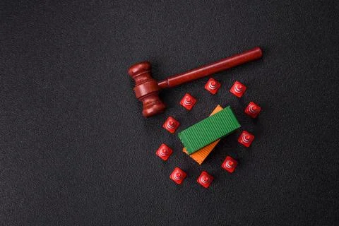 The cargo container ban as a conceptual backdrop for the export. The cargo .. Stockfoto's