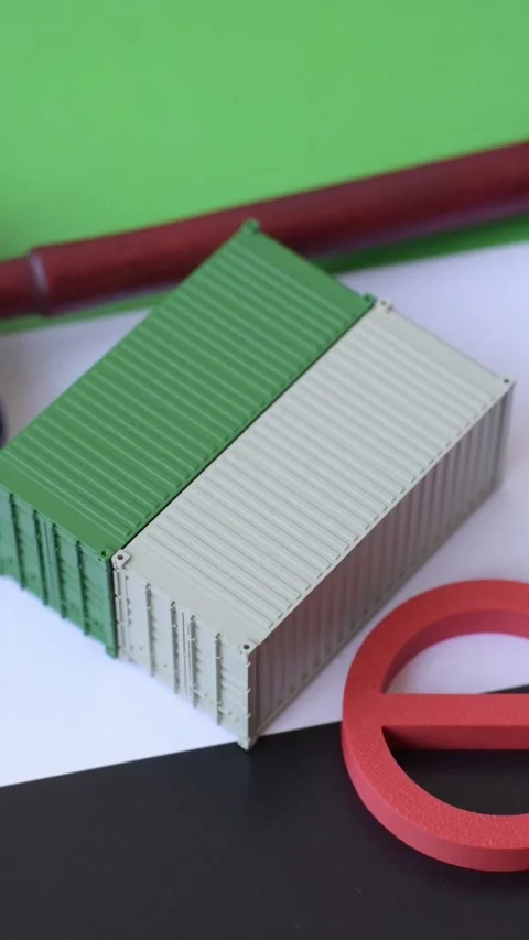 The cargo container ban on the UAE flag as a conceptual backdrop. The cargo cont Stock Footage 333313729