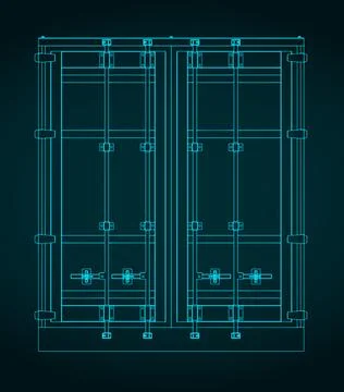 Cargo container blueprint Stock Illustration