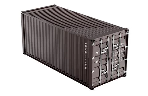 Cargo container, brown color. 3D rendering Stock Illustration