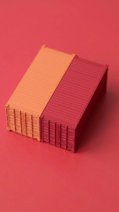 Cargo container on the china flag as a conceptual backdrop for goods export. Car Stock Footage 335472490