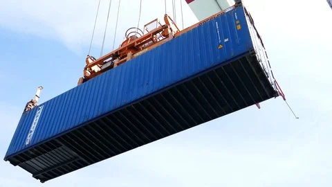 Cargo container crane 4k intro video for business Stock Footage 104507134