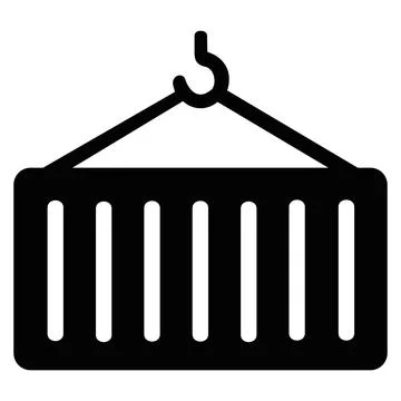 Cargo container on crane hook logistics icon Stock Illustration