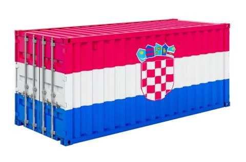 Cargo container with Croatian flag, 3d rendering Stock Illustration
