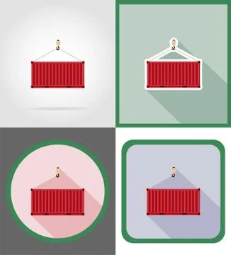 Cargo container delivery flat icons vector illustration Stock Illustration
