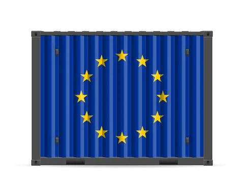 Cargo container EU flag Stock Illustration
