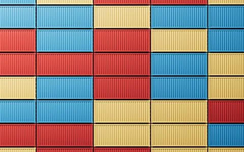 Cargo container, freight and export, 3d rendering. 库存插图