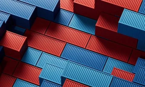 Cargo container, freight and export, 3d rendering. Stock Illustration