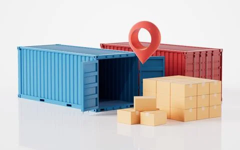 Cargo container, freight and export, 3d rendering. Stockillustratie