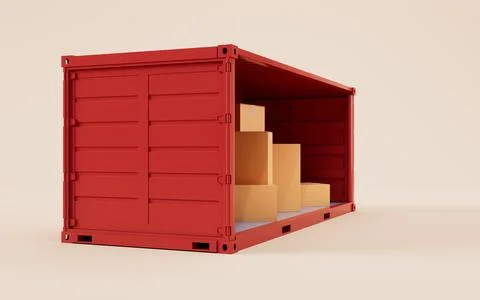 Cargo container, freight and export, 3d rendering. Stock Illustration