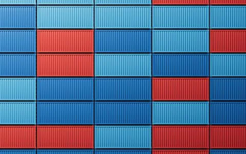 Cargo container, freight and export, 3d rendering. Stock Illustration