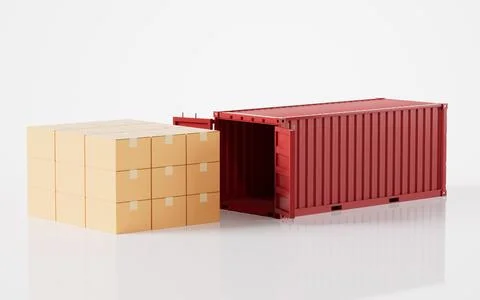Cargo container, freight and export, 3d rendering. Stock Illustration
