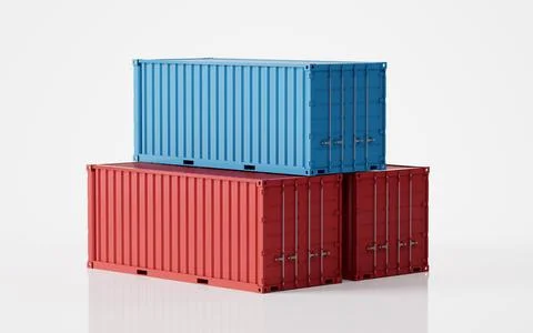 Cargo container, freight and export, 3d rendering. イラスト素材